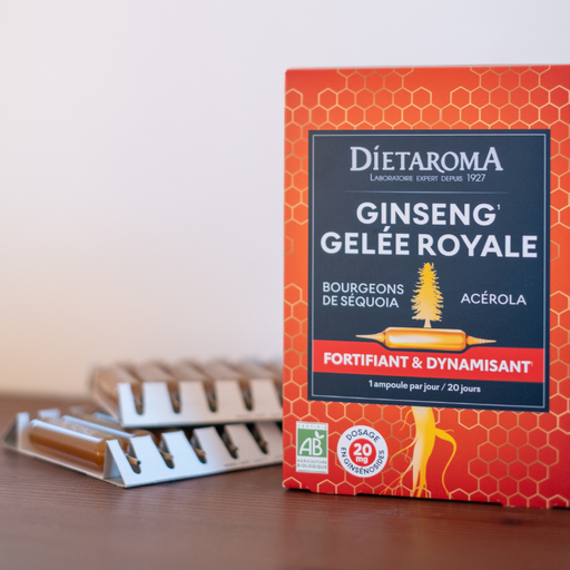DIETAROMA GINSENG GELEE ROYALE BIO - FORTIFIANT ET DYNAMISANT - 20 AMPOULES