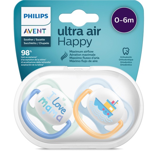 AVENT SUCETTES ULTRA AIR ANIMALS 0-6M GARCON ELEPHANT-PENGUIN 2U