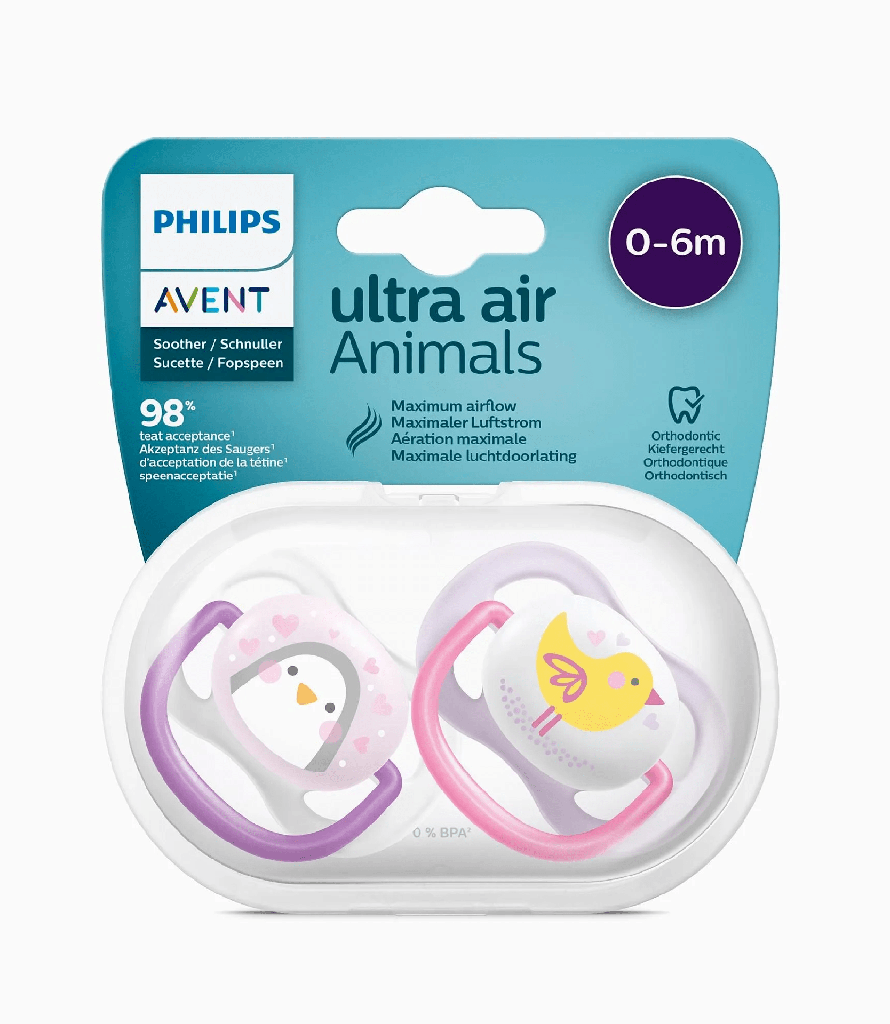 [8710103949428] AVENT SUCETTES ULTRA AIR ANIMALS 6-18M FILLE ELEPHANT-PENGUIN 2U