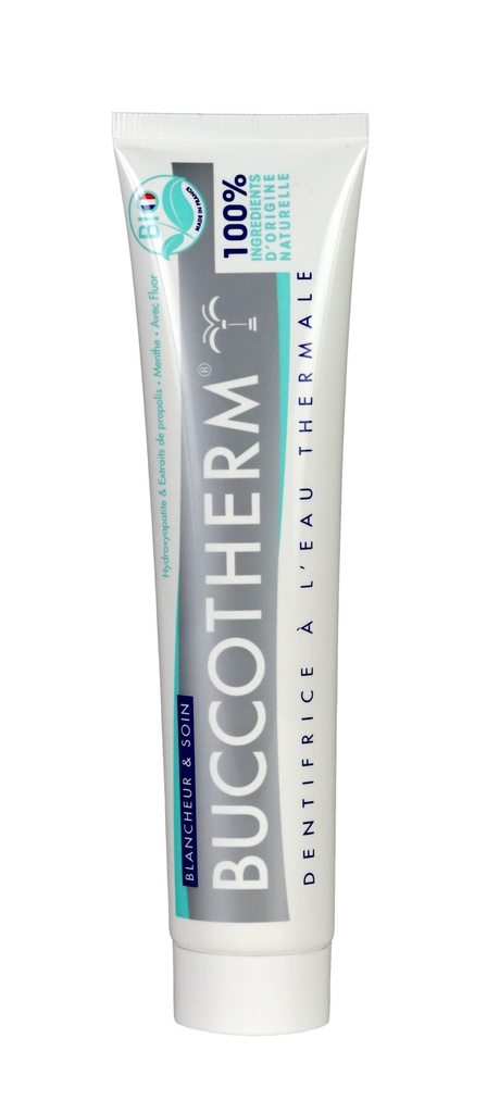 BUCCOTHERM DENTIFRICE BIO BLANCHEUR ET SOIN AVEC FLUOR - GOUT MENTHE 75ML