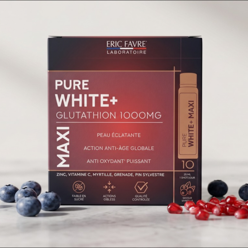 [3525722069816] ERIC FAVRE PURE WHITE + MAXI  GLUTATHION 1000MG - 10 FLACONS