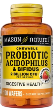 MASON NATURAL CHEWABLE PROBIOTIC ACIDOPHILUS ET BIFIDUS 2 BILLION CFU 100 WAFERS