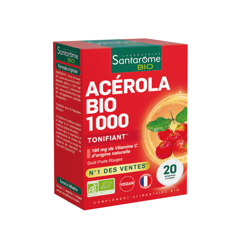 SANTAROME ACEROLA BIO 1000 - 20 COMPRIMES A CROQUER
