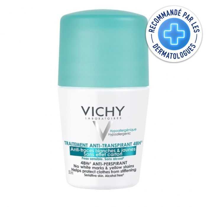 [6111041186661] VICHY DEODORANT PACK 48H ANTI-TRACES BLANCHES & JAUNES ROLL-ON 2*50ML