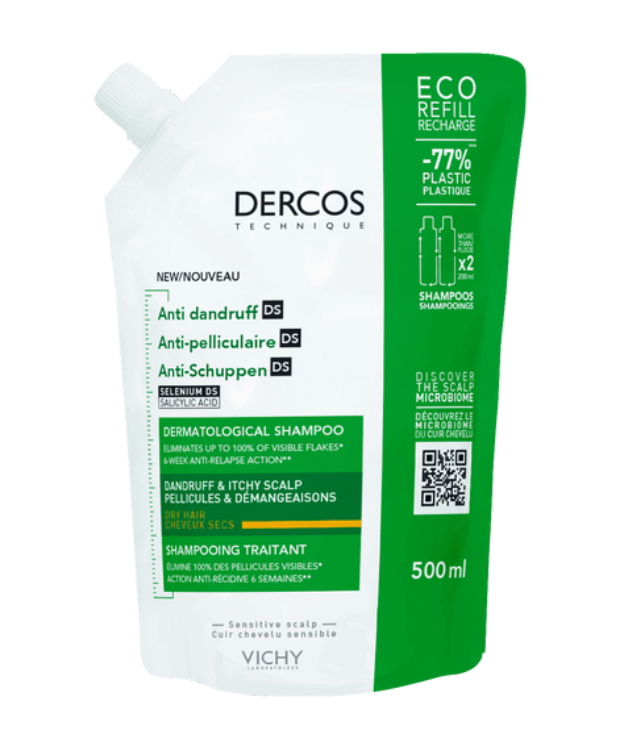 VICHY DERCOS ANTI-PELLICULAIRE DS SHAMPOOING - SECS RECHARGE 500ML