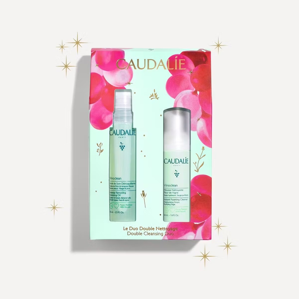 CAUDALIE COFFRET LE DUO DOUBLE NETTOYAGE - VINOCLEAN HUILE DE SOIN & MOUSSE NETTOYANTE