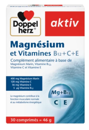 DOPPELHERZ AKTIV MAGNESIUM ET VIT B12 + C + E - 30 COMPRIMES